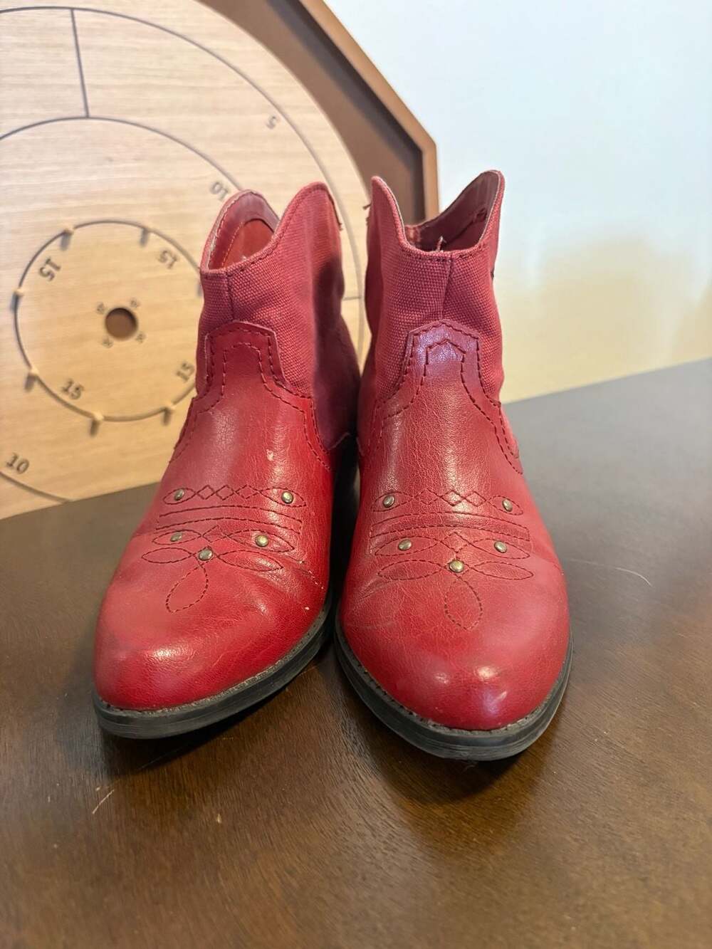 Unique Y2K Selena Gomez Dream Out Loud Red Ankle Cowboy Boots Size 6